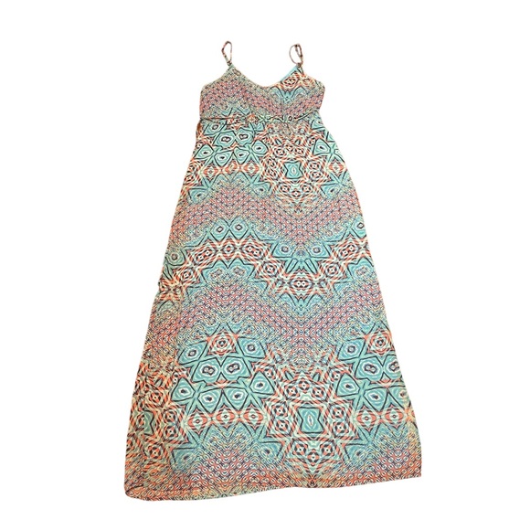 Charlie Paige abstract print spaghetti strap vacation summer maxi dress medium - Picture 7 of 15